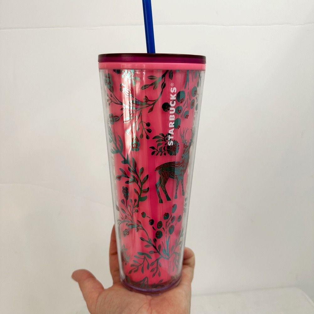 Starbucks Christmas Holiday 2022 Reindeer Color Change‎ 24oz Cold Cup Tumbler